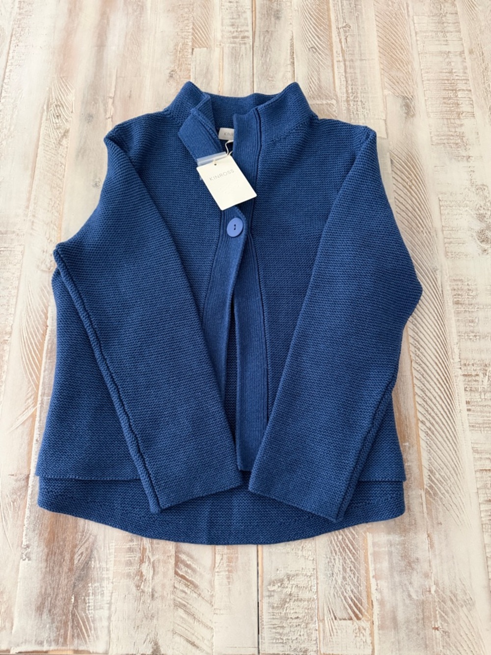 Kinross Deep Blue Textured Knit Cardigan